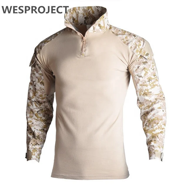 

Military Army T-Shirt Men Long Sleeve Camouflage Tactical Shirt US Army Combat Soldier Field zip Polo Shirts, 11 colors