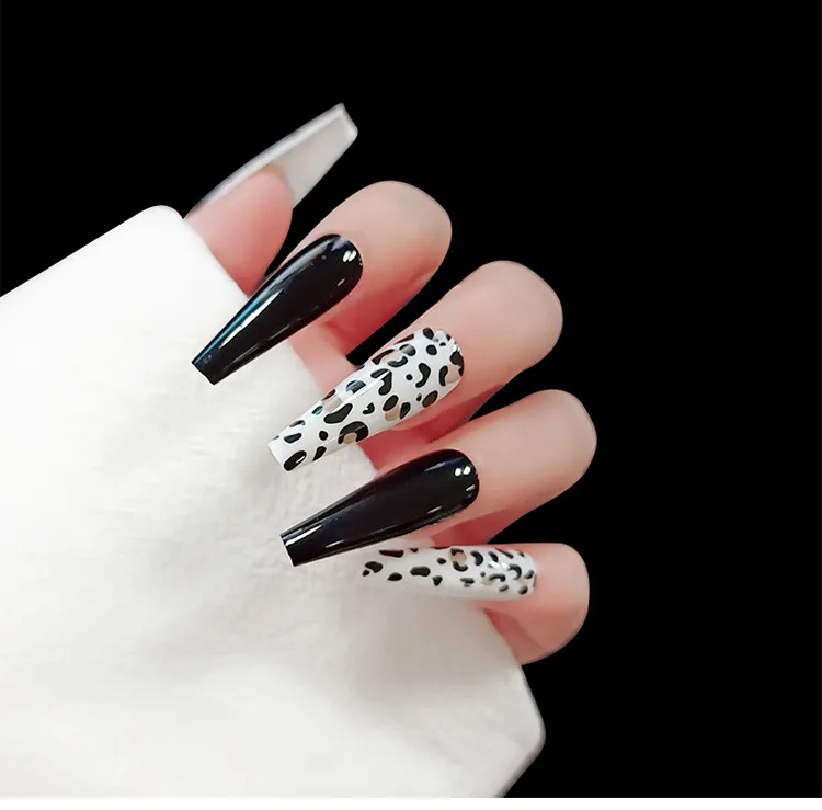 

Hot Selling Private Label Press On Nails Matte Leopard Print Design Nail Tips, Multi color