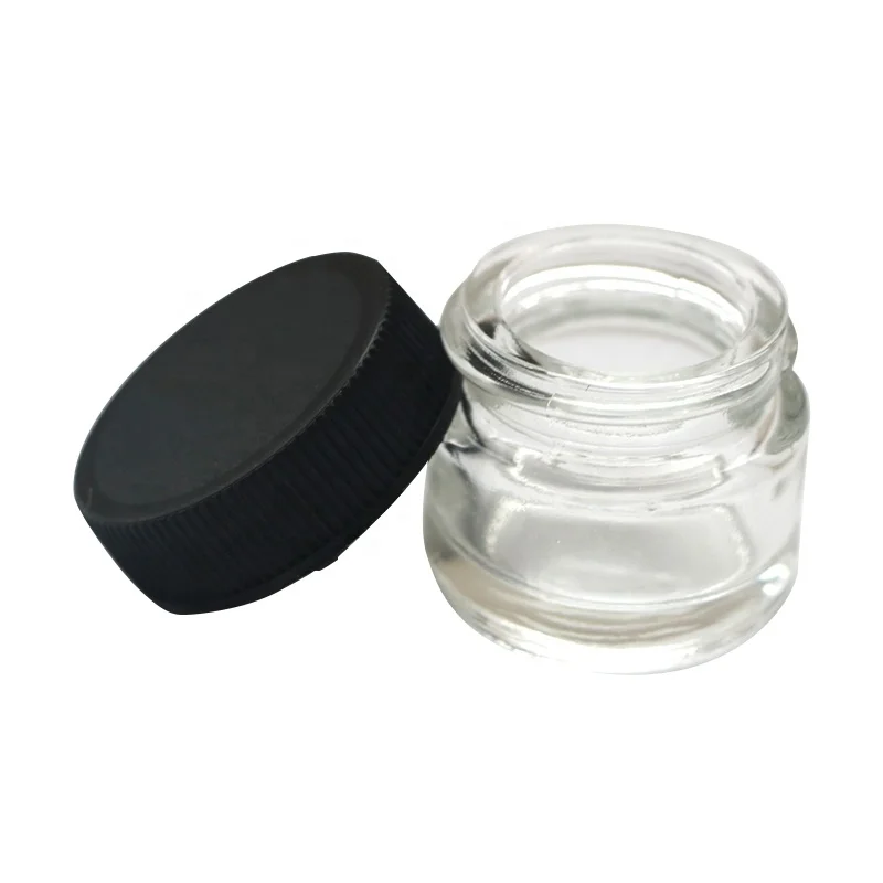 

UKETA wholesale high quality sealed childproof weed wax container storage glass jar in bulk, Clear