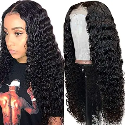 

Raw Indian Virgin Human Hair Lace Frontal Wig for Black Women HD Full Lace Front Wig Deep Wave Curly Bob Closure Wig