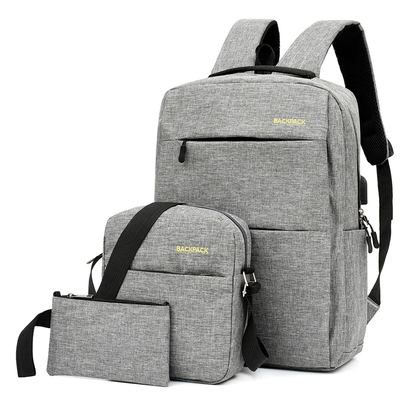 

The Fine Quality Luxury Usb Bag Three-piece Backpack