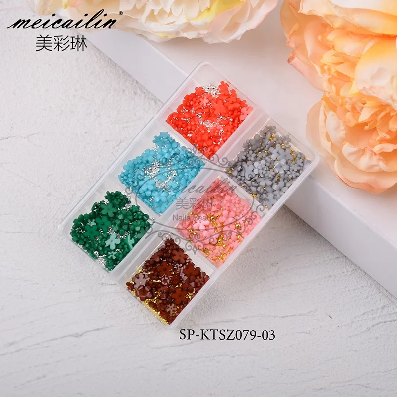 

4 Designs mixed Nail Art Charms 3D Box Nail Art Resin Acrylic Flowers