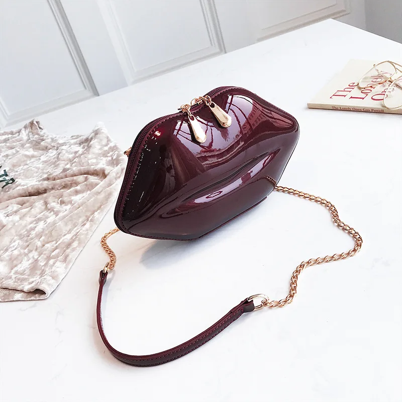 

2021 New acrylic chain zipper lip single shoulder bag wholesale girls shopping purse and phone handbags, 5 colors