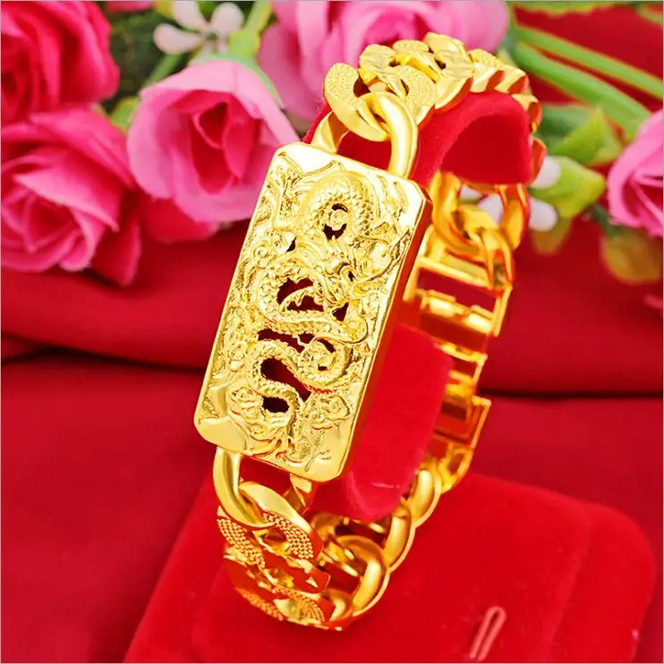 

classic man dragon Wrist chain bracelet Gold plated bracelet fashion men bracelet 24k gold chian Free shipping party jewelry