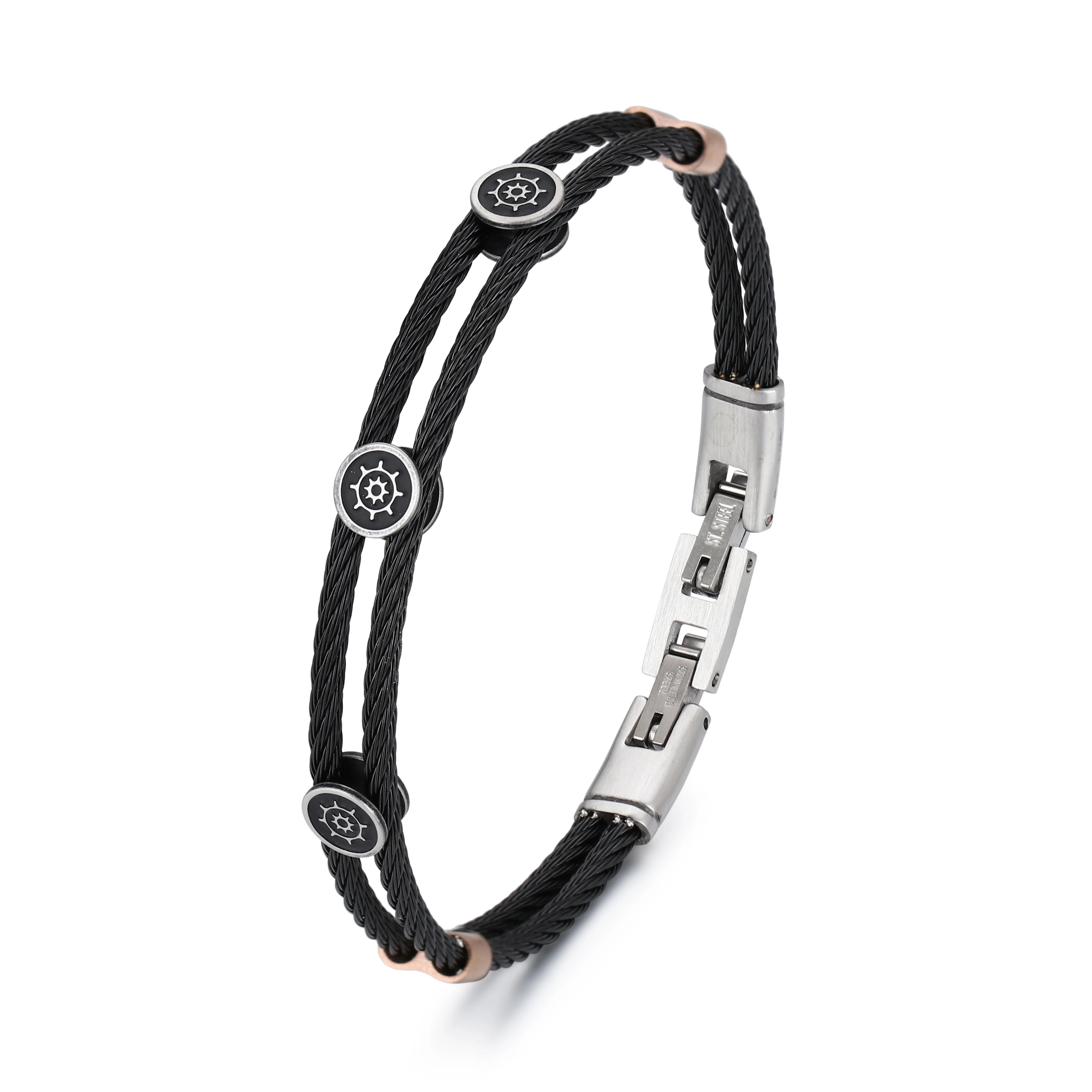 

2020 Fashion Jewelry Cable Chain Wire Cord Stainless Steel Bracelet For Men