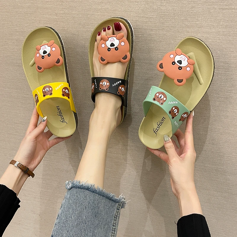 

New design of summer fashion shoes bear flip-flops non slip flip flops women's slippers beach slippers, At your request