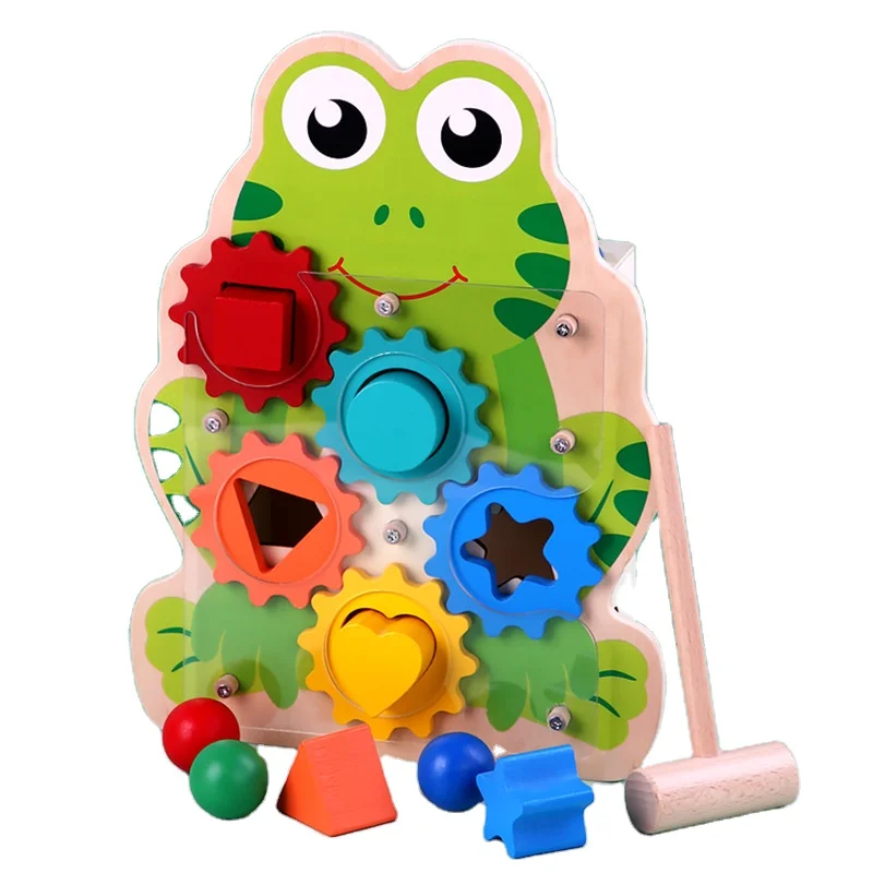 

HOYE CRAFT Montessori Children's Wooden Animal Knocking Toy Hammering Game Educational Toy For Toddlers