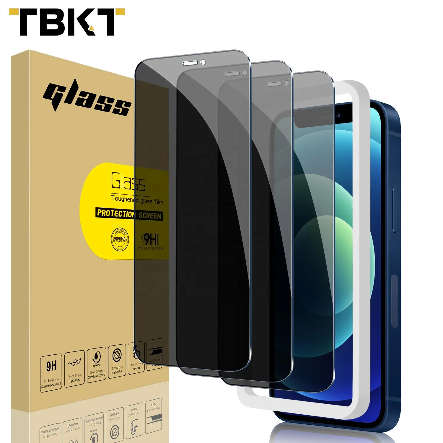 

Amazon for iphone 12 5.4 Screen Protector glass 3 Pack 0.33mm privacy Screen 9h 3D Fine hole Tempered glass