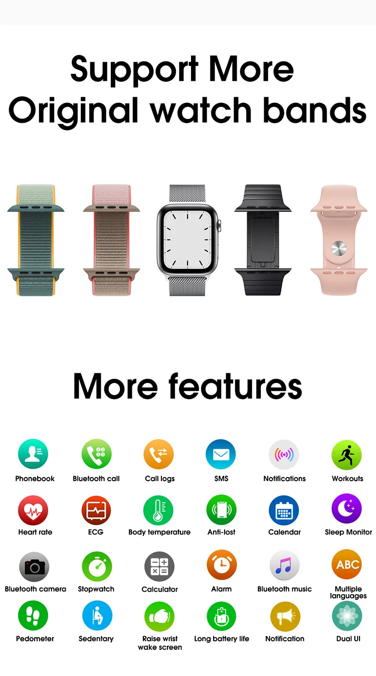 
IWO BT Call w26 smartwatch waterproof 1.75 inch ECG series 6 5 body temperature reloj smart bracelet 44mm W26 smart watch 