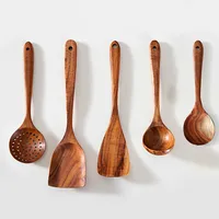 

Kitchen Tools Cooking Utensils Reusable Food Grade Cookware Wood Utensil Set for Home