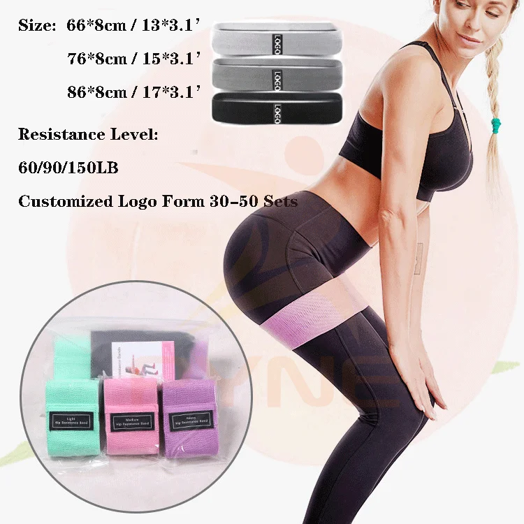 

High Quality Custom Logo Resistance Running Band 150lbs Yoga Bungee Resistance Exercise Band 3 Pack, Green,pink,grey,white,black