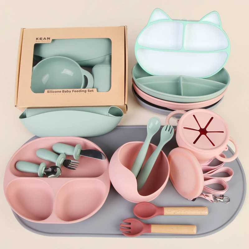 

Kean Custom Sippy Cup Kid Bib New Product Ideas 2024 Suction Baby Plates Bowl Silicone Baby Feeding Set Nursing