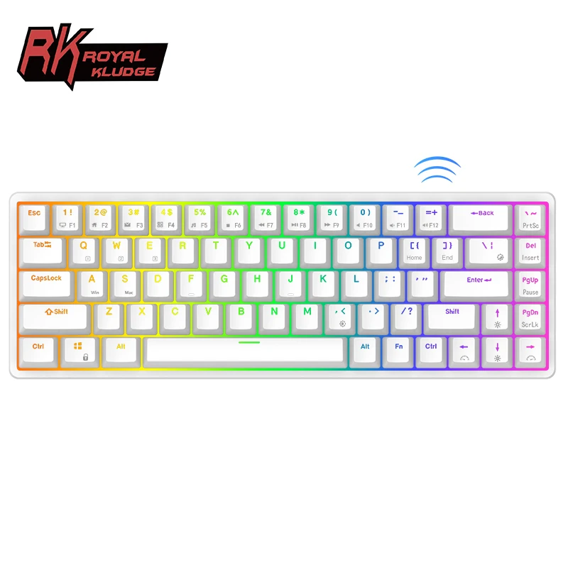 

Royal Kludge RK837 mecanico blutooth bw-kb1 RK G68 teclado mecanico con luces led mecanico en peru teclado, Black white