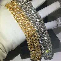 

new gold chain design jewelry for men Paved Clear Rhinestones Miami Curb Cuban chain Gold Plated Necklace