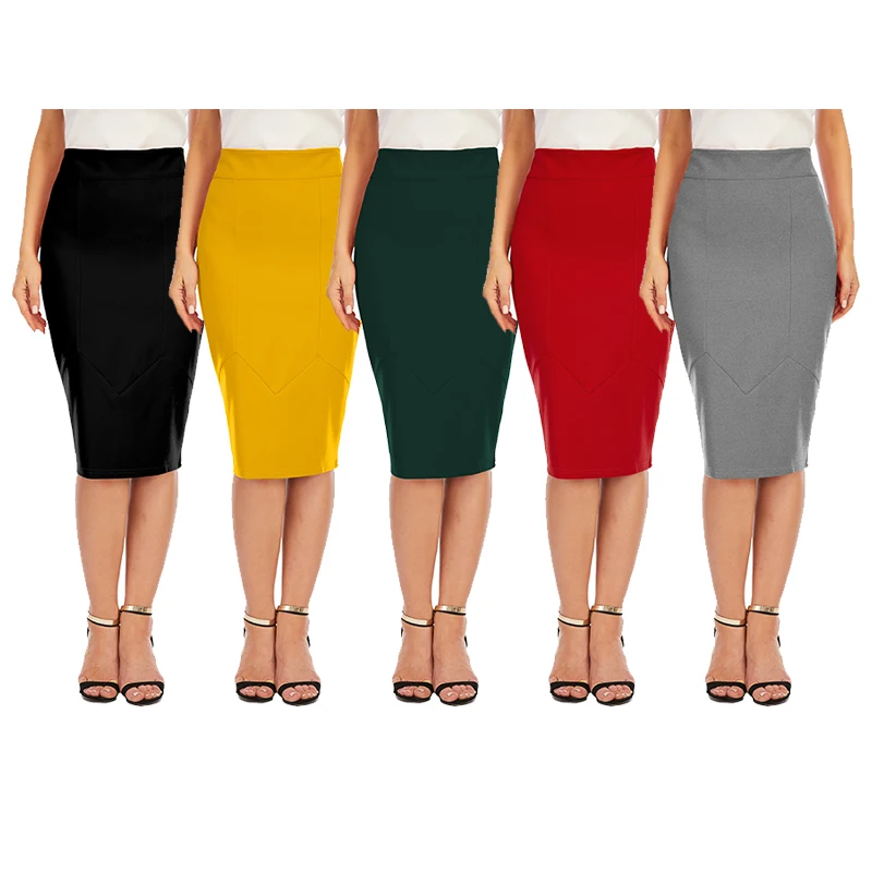 

Wholesale Faldas Para Mujer Black Knitted Bodycon Wrap Women Summer High Waist Pencil Skirts, Customized color