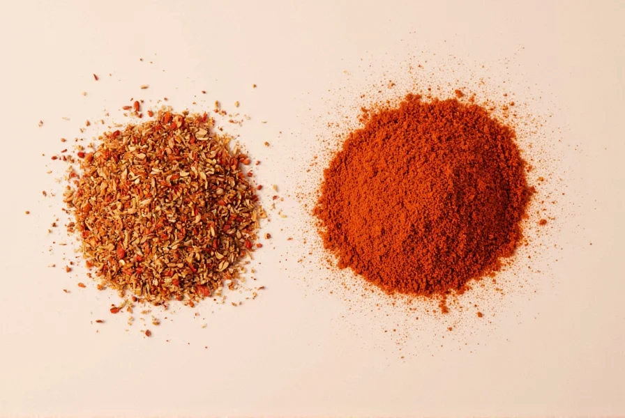 Red pepper flakes spooned into a wooden spoon