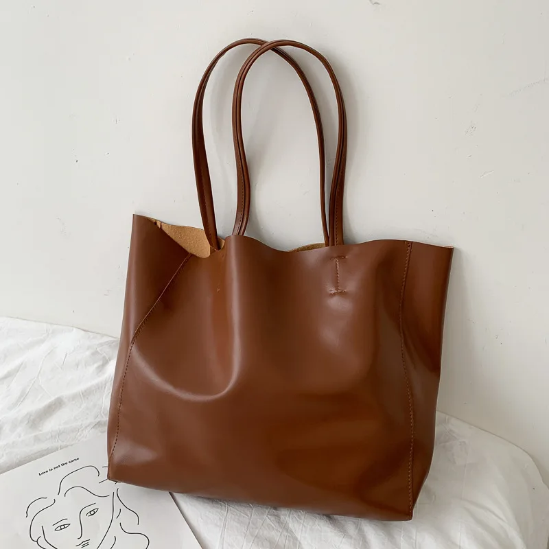 

2021 Vegan Leather Tote Handbags Lady Shoulder Handbag Women Sling Bags Large Capacity Shopping Bags, As picture