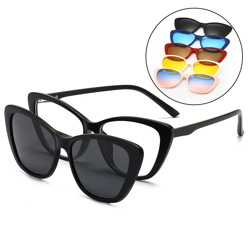 

Wholesale TR90 5 in 1 magnetic polarized clip on sunglasses 2022, Custom color
