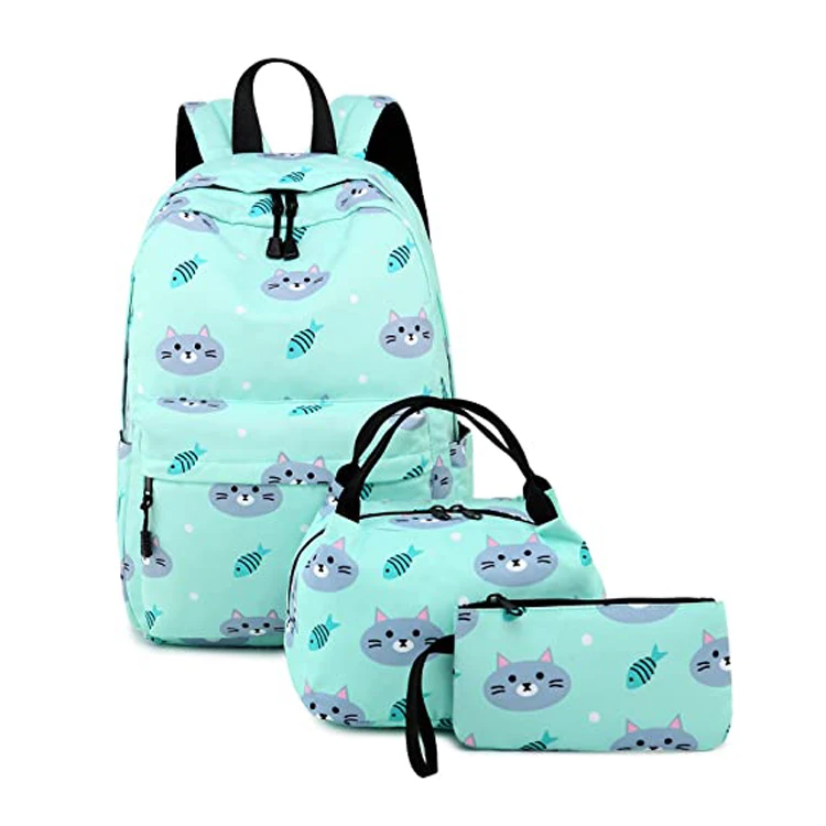 

Wholesale Fashion 3PCS Set Backpacks Cartoon Printing Cat Backpack Waterproof School Bag For Girls