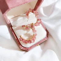 

2020 fashion pink stone hoop luxury earrings for women