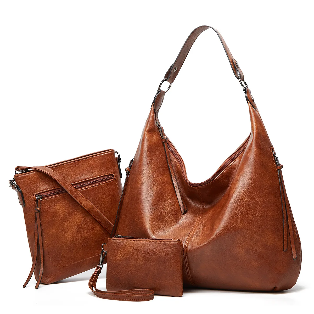 

2021 custom cheap 3 piece set pu leather crossbody bag tote handbag hand bags