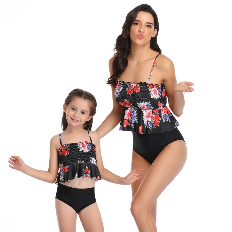 2020 Hot sale Swimwear bikini Parent-child swimsuit with high waist nylon Family Matching Swimwear, Picture shown