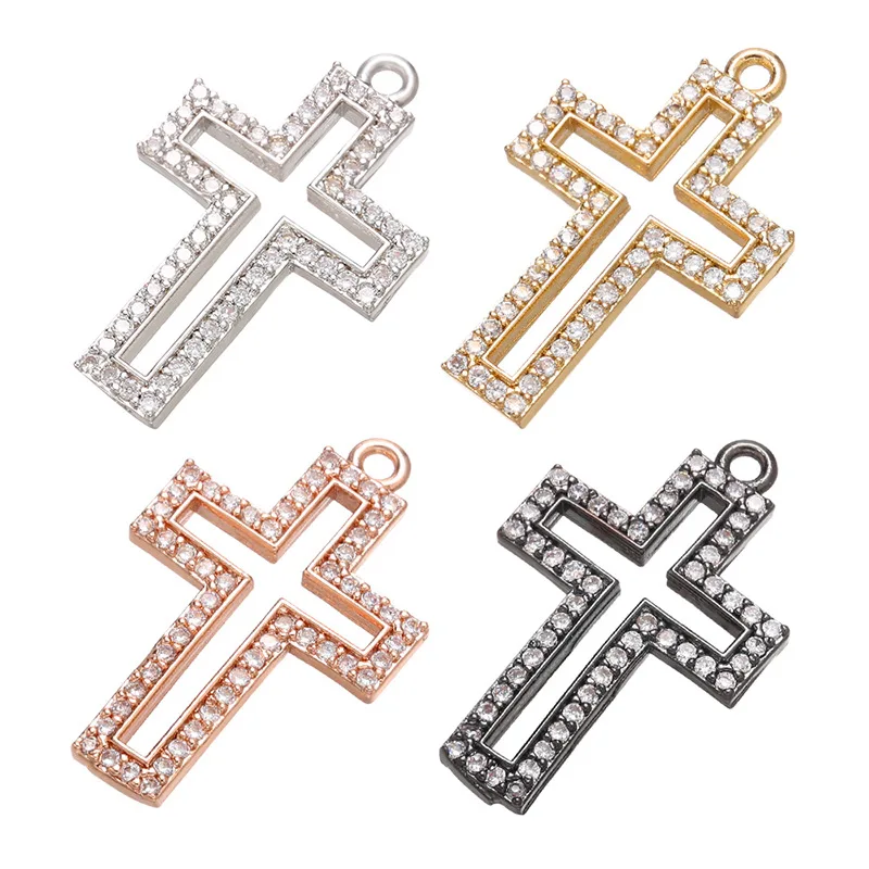 

CZ8067 New Chic CZ Micro pave Hollow Cross Charm Pendants