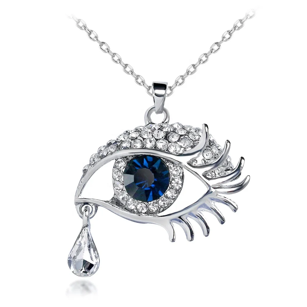 

Time And Space Charm Alloy Diamond Evil Eye Tears 925 Necklace Jewelry