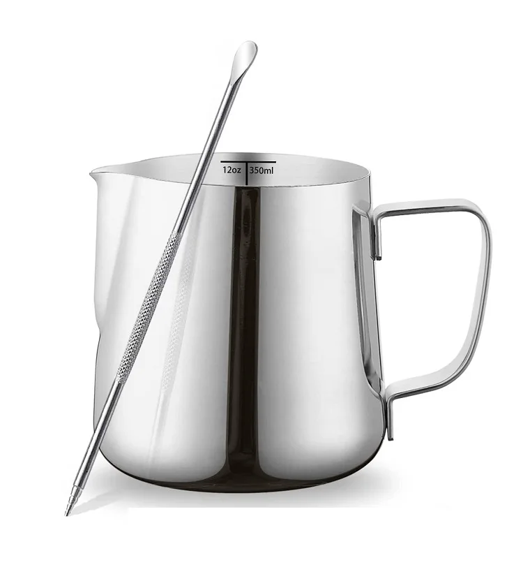 Image of Milk Frothing Coffee Jug Measuring Cup Set Stainless Steel Coffee & Tea Sets Eco-friendly Stocked Metal