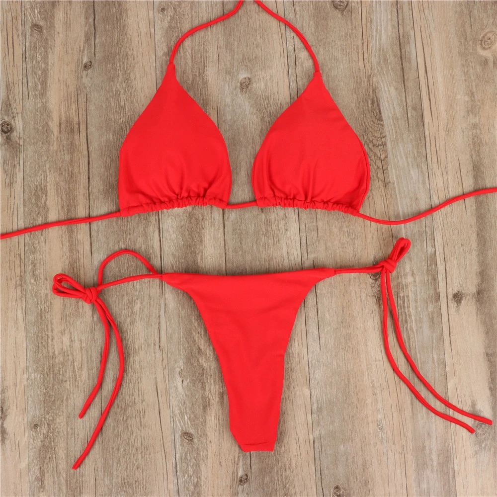Women Sexy Summer Bikini Brazilian Swimwear Micro Bikini Set Bra Tie Side G-String Thong Beach Triangle Bikini Sets
Women Sexy Summer Bikini Brazilian Swimwear Micro Bikini Set Bra Tie Side G-String Thong Beach Triangle Bikini Sets
