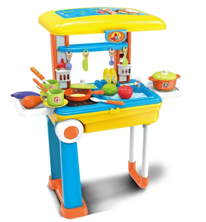 Toy Chef 2 In 1 Travel Suitcase Kitchen Set For Children Includes Toy Pots Pans Dishes Utensils Foods Pretend Play Kit Buy Play Kit For Boys Girls Travel Suitcase Kitchen Set Pretend Toys Product On Alibaba Com