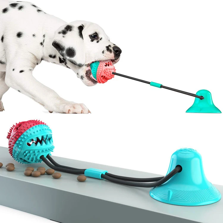 

Bite Resistant Teeth Cleaning Molar Chew Toy Upgrade Durable Dog Rope Ball Pet Dog Tug Toy with Suction Cup, As pictures