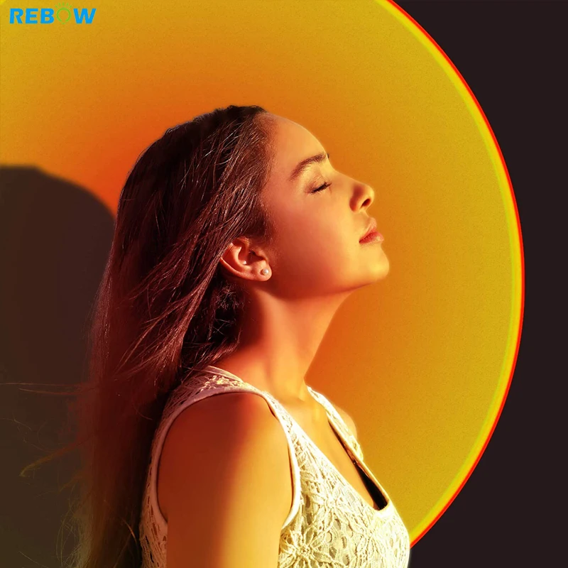 

Drop shipping Eternal Nordic LED Usb Bedside Rainbow Sunset Projection Floor Lamp Projector Light Lamp