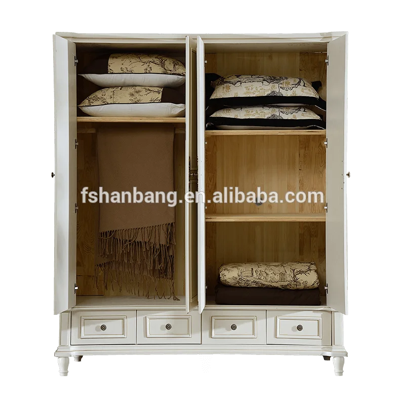 Latest Bedroom Furniture Modern Wooden 4 Door Wardrobe With Drawer