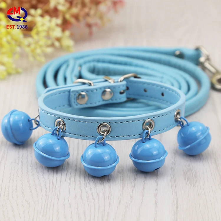 

Cat and dog bell collar cat collar teddy small dog big bell cat collar traction rope leash set, Picture