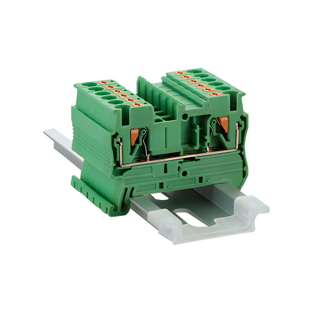 

PT2.5 Green Spring Connection 24-12 AWG Feed Through Push In Quick Wire Electrical Screwless Connector Din Rail Terminal Blocks