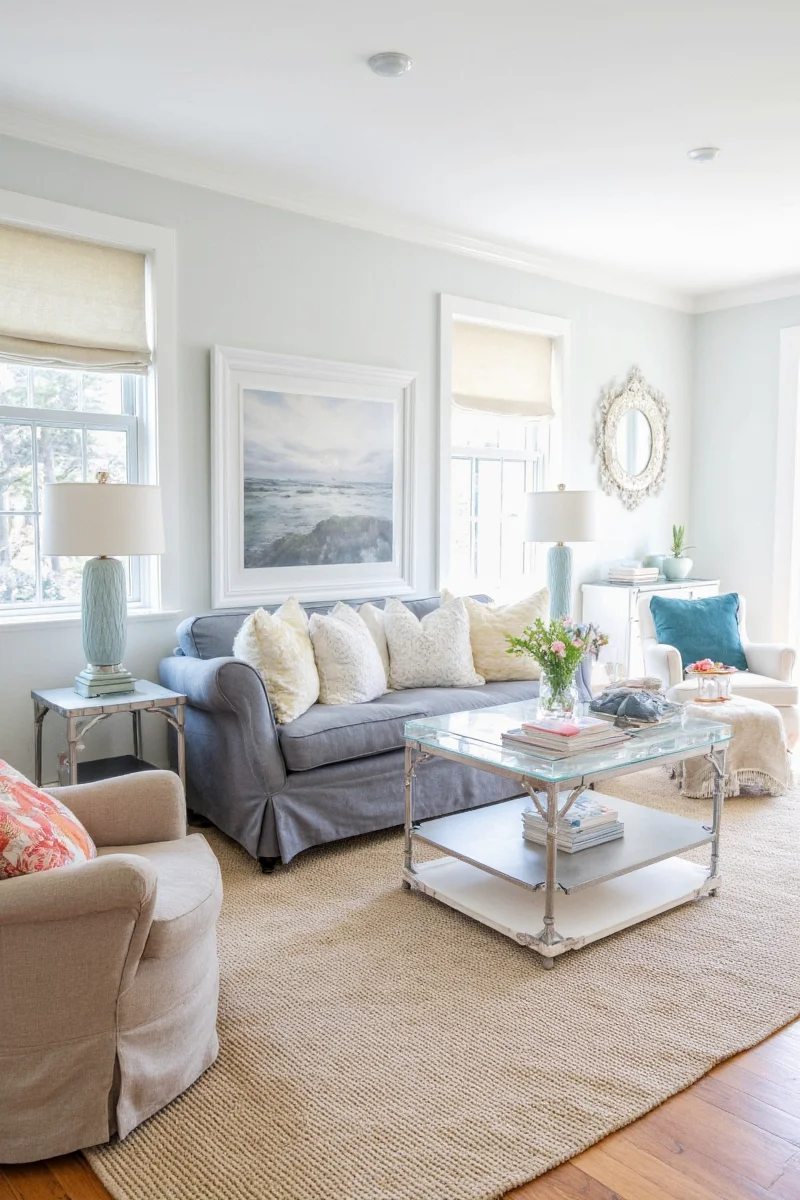 Coastal Cape Cod accessories in a modern home