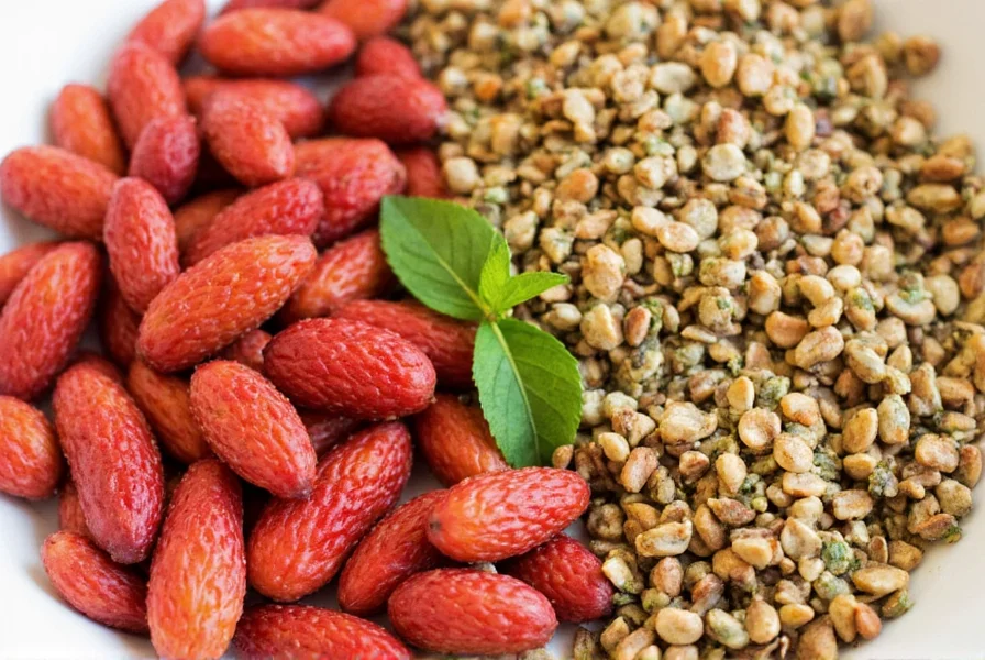 Close-up of sumac being sprinkled over a dish