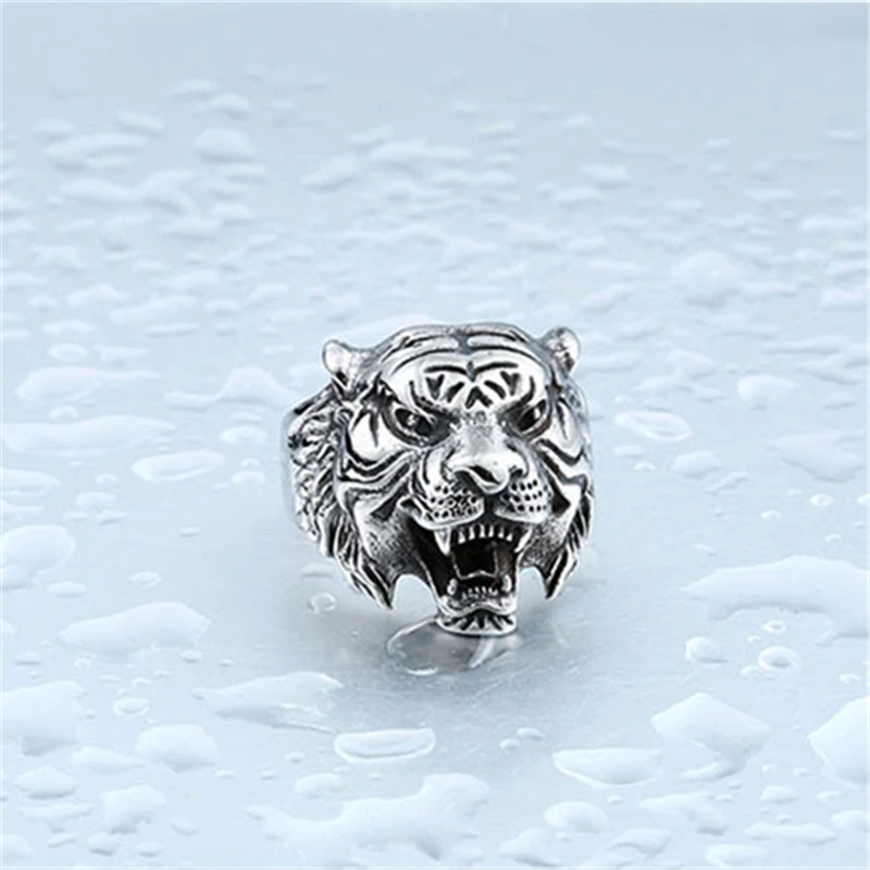 

Angry tiger head ring cool design titanium steel animal men ring, As picture