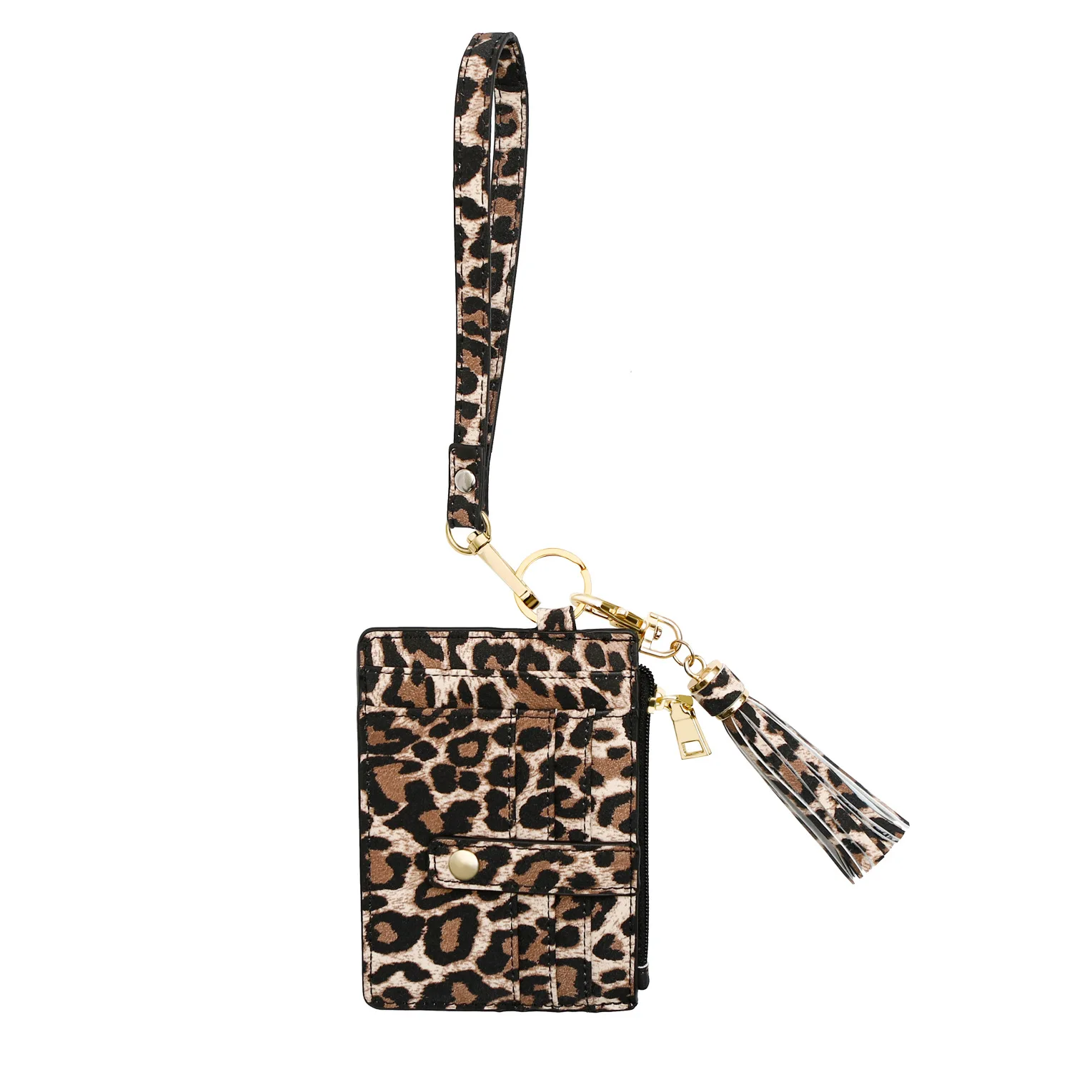 

2022 New Leopard Print Pu Wrist Strap Zipper Bag Mobile Phone Purse Card Case