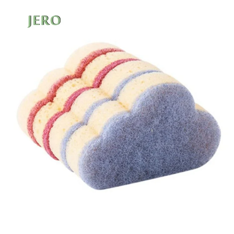 

4 pcs/pack Amazon lovely cloud shape daily use eco kitchen sponges cellulose sponge cloth dish sponge, Picture shows