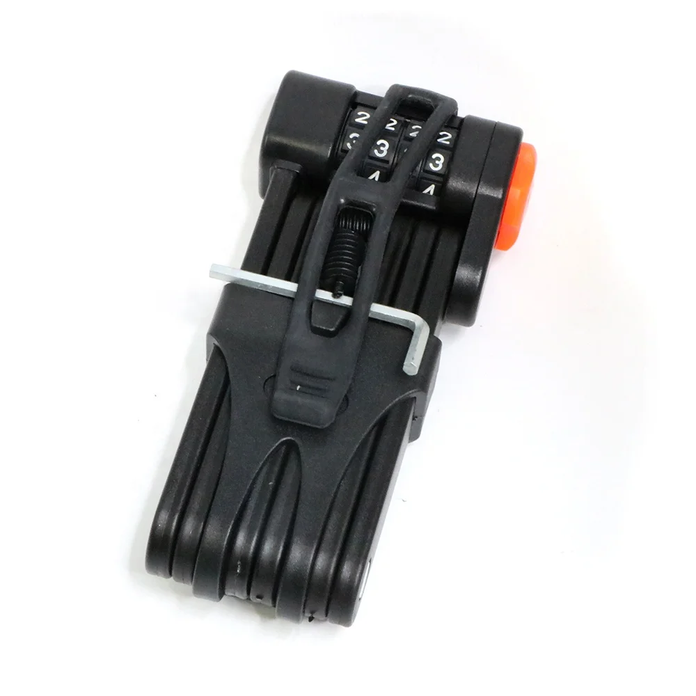 

High Security Heavy Duty 4- Digit Code Bicycle Security Lock Folding Keyless Bike Lock, Black, orange