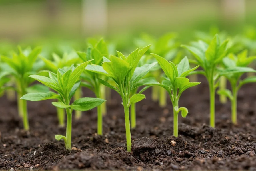 Healthy aji pepper seedlings being transplanted into garden soil with proper spacing