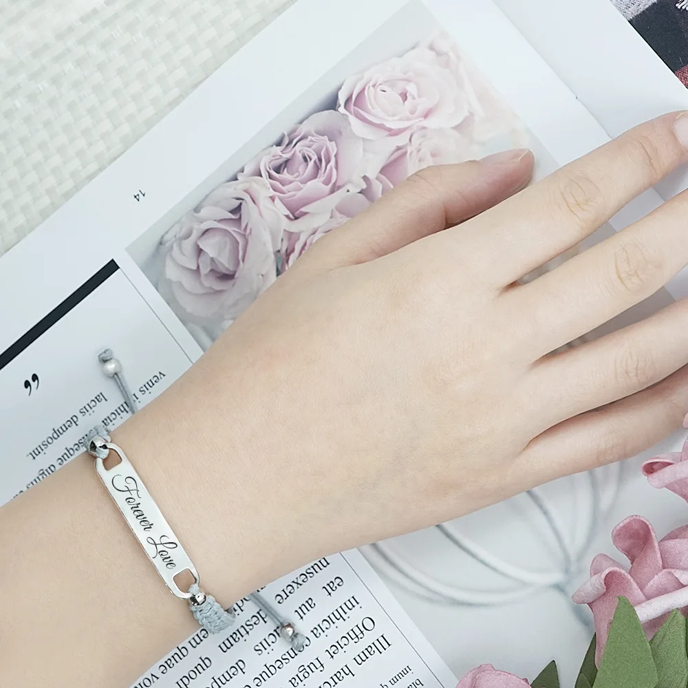 

Shangjie OEM Custom name couple stainless steel bracelet rope bangle woman man 2021 bracelet, Black/gray