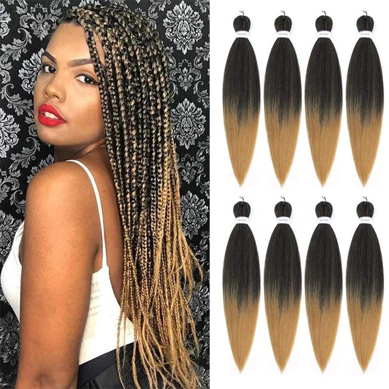 

Stretch Braid 26" Pre Stretched Braiding Hair PRE STRETCHED BRAID, Black brown red pink purple