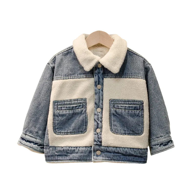 

Baby boys denim jacket Children's clothing Casual print letters Jacket outdoor coat