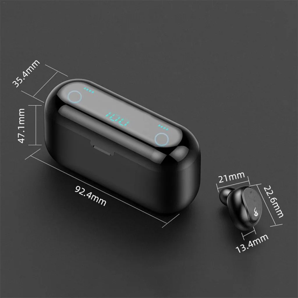 

F9 earphone headphone wireless kulaklik earpiece F9 earphone fon kepala TWS earbuds led