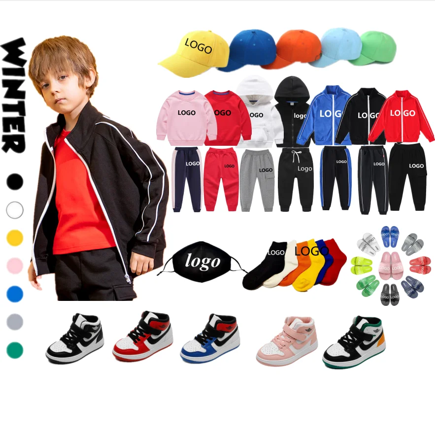 

Autumn Winter Custom Logo Baby Boys & Girl Running Fitness Gym Set Tracksuit Children's Jacket Outfit Kids Sport Clothing Set