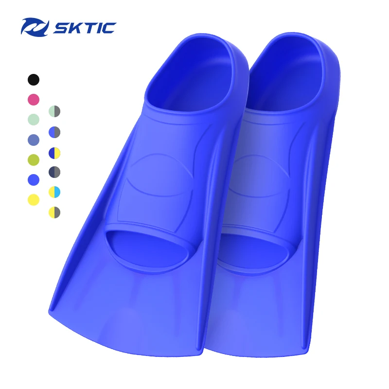 

SKTIC Silicone Rubber Swim Training Fins Flippers for Men Short Training Fins for Snorkeling Diving Swimming, Navy blue