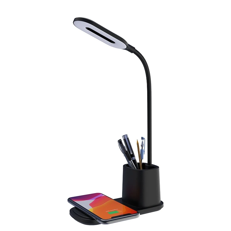 

Portable Cell Phone Fast Wireless Chargers Dock Station Desk Lamp With Pen Holder
